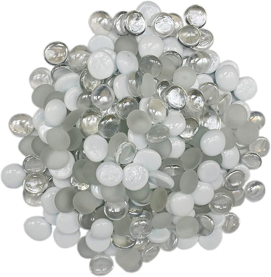 Set of Decorative White and Clear Stones Perfect for Aquariums, Vase Fillers, Table Scatter, Scrapbooking and Much More! Beautiful Gems! (Glacier White)