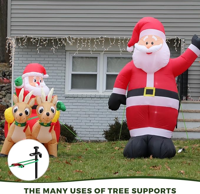 Kingsyard Heavy Duty Tree Stake Kit, 6 Pcs 16 Inch Steel Tree Stakes and Supports for Leaning Young Trees Straightening Kit Against Bad Weather, with 6Pcs Straps & 6Pcs 13ft Anchor Ropes