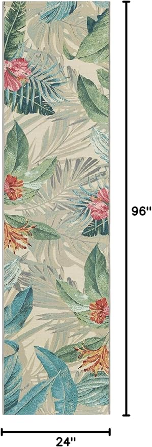 Unique Loom Outdoor Botanical Collection Area Rug - Kula (2' x 8' Runner, Multi/ Gray)