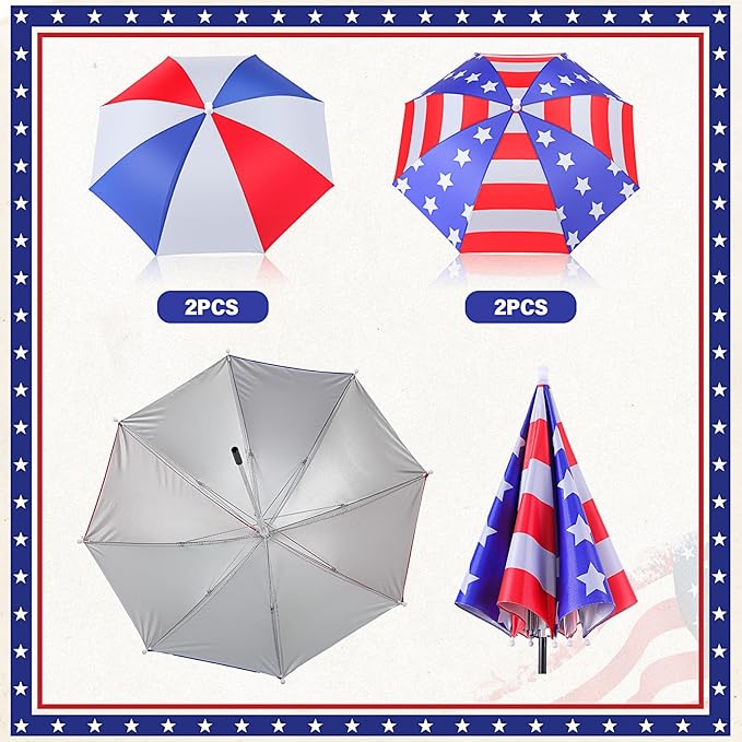 Abbylike 2 Set Plant Umbrellas for Outdoor Plants, Garden Umbrella Shade for Potted Plants and Garden Beds Plant Cover for Sun Summer Beach Terrace Lawn Swimming Pool (4th of July,Red White Blue)