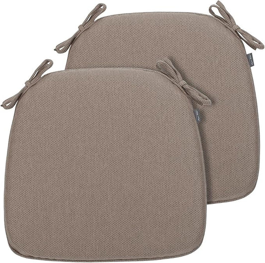 Magpie Fabrics 17"x16"x2" U-Shape Chair Cushions with Ties 2 Count, Outdoor Indoor Waterproof All Weather Seat Pads Decoration for Patio Garden Dining Office - Brown