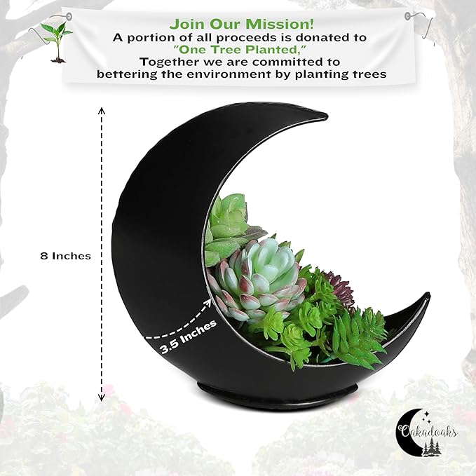 Table Planter - Desk Moon Planter – Candle Holder - Boho Planters for Indoor Plants, Succulents, Air Plant, Cactus, Faux, Artificial Plants -Witchy Gifts for Women, Birthdays, Plant Lovers