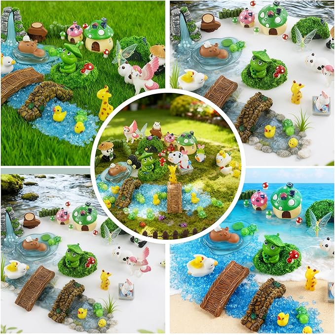 82 Pcs Fairy Garden Accessories Kit - Miniature Figurines, Resin Mushrooms, Elves & Animals, Bridges & Houses for DIY Terrarium, Dollhouse, Succulent Garden Decor, Indoor Outdoor Craft