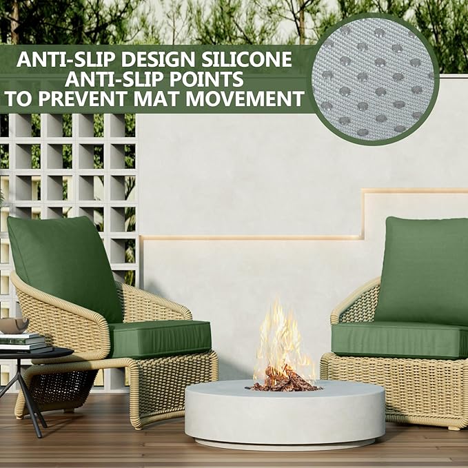 22" x 22" x 6" Outdoor Deep Seat Cushions Set - 4 Set Waterproof & Fade Resistant Patio Furniture Replacement Cushions, Non-Slip Outdoor Cushions Fit Loveseats, Couches, Chairs, and Sofas
