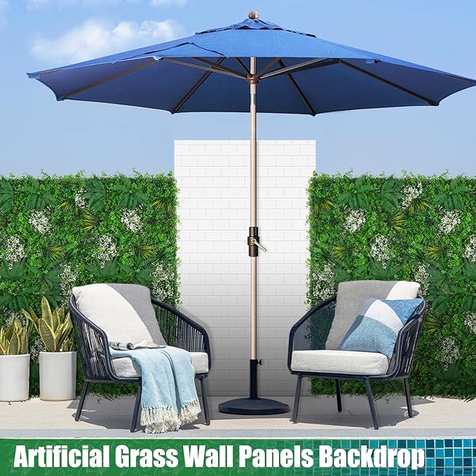 20"x20" Grass Wall Panels, 8PCS Artificial Greenery Backdrop Wall with UV Resistant Leaves, Faux Green Wall Decor for Outdoor Indoor Patio Garden Backyard