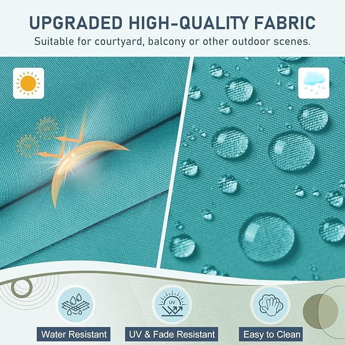 downluxe Outdoor Bench Cushion for Patio Furniture, Waterproof Tufted Overstuffed Porch Swing Cushions, Thick Outdoor Loveseat Cushions, 44" X 19" X 5", Teal, Set of 1