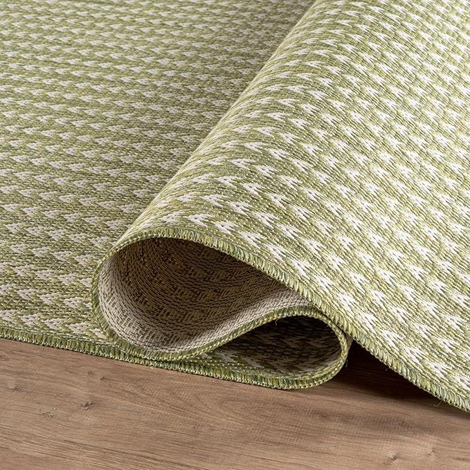 Washable Outdoor Rug 6x9 Modern Area Rugs Outdoor Carpets Striped Pattern Non Shedding Waterproof Easy Clean Patio Deck Porch Living Room Bedroom Garden RV (6 X 9 Olive)