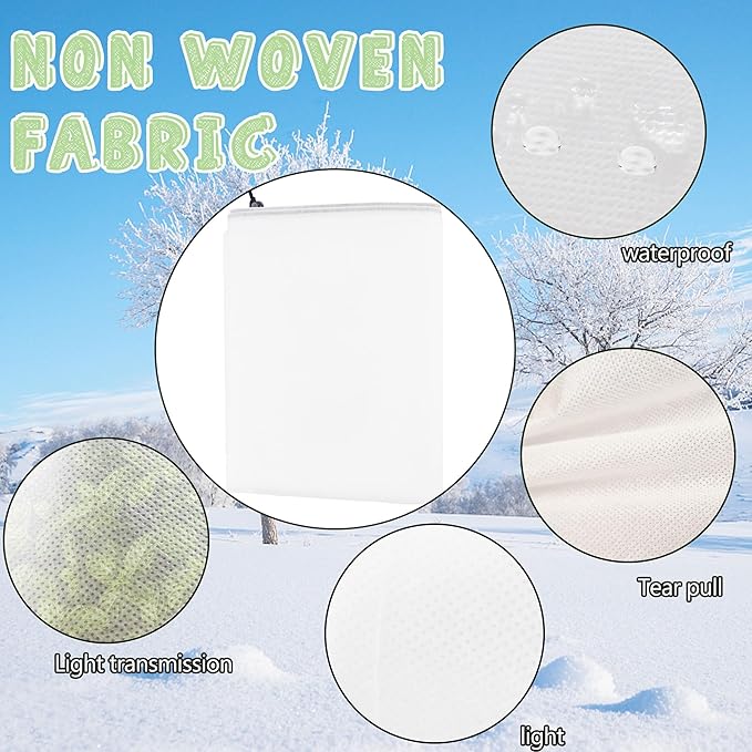 2 Packs Plant Cover, 7 Ft x 6 Ft Frost Winter Protection Tree Wrap Bag, Cold Weather Protection Cloth Cover Outdoor for Growing Season Extension and Freezing Protection