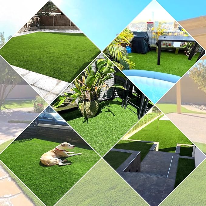 Indoor and Outdoor Balcony Faux Fake Grass Rug with Drainage Holes 4 Feet X 8 Feet Artificial Grass Carpet Artificial Turf Mat Customizable Fake Grass Lawn Synthetic Green Grass