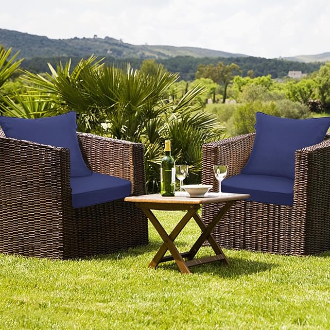 Deep Seat Cushions, Outdoor Cushions, Patio Furniture Cushions, Deep Seat & Back Cushion Patio Cushions for Backyard Couch Sofa Fade Resistant (22x24x4 inches 3 Sets, Solid Dark Blue)