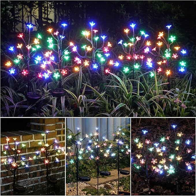 Solar Garden Lights Garden Decor, Solar Flowers Outdoor Decorative,2Pack 40LED Fairy Solar Lights Outdoor Waterproof Outside Yard,Patio,Pathway Decorations,Gardening Gifts for Women Mom