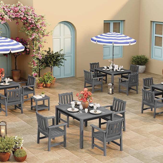 Stoog 3 Piece Patio Dining Sets, All-Weather Outdoor Chairs Set of 2 with Table, Include 2 Patio Chairs and 1 Side Table, Grey