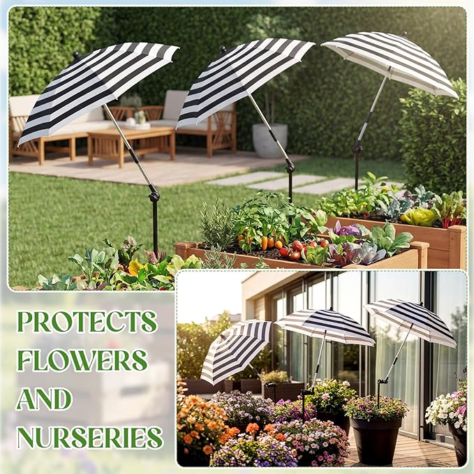3 Pack Plant Umbrella for Outdoor Adjustable Sun Shade Covers 24" Sun Protection Cloth UV Umbrella for Potted Plants, Garden Beds, Patio Flowers