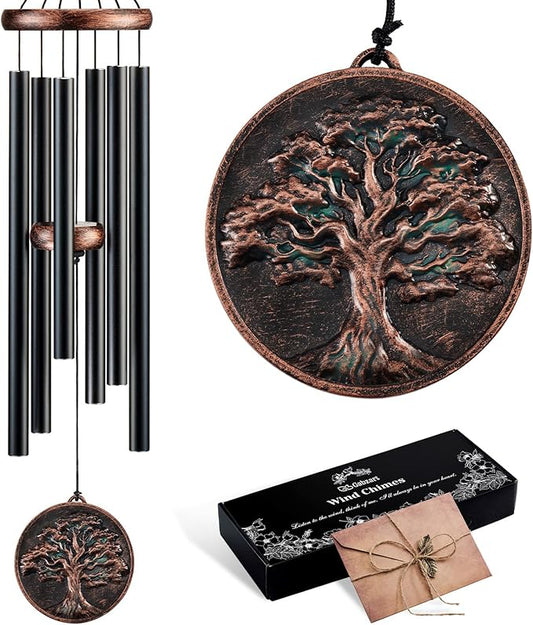 Wind Chimes for Outside, Vintage Tree of Life Deep Tone Wind Chime Outdoor Clearance, Memorial/Festivals/Birthday Gift for Mom Dad Women Grandma, Garden Porch Patio Decor (34" Tree of Life)