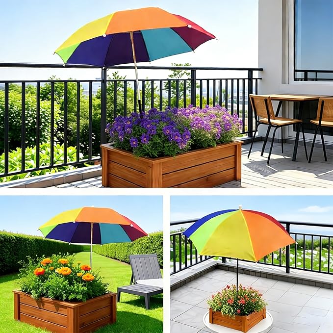 3Pcs Plant Umbrellas for Outdoor Plants,Garden Umbrella Shade for Potted Plants and Garden Beds,Provide Shade to ‌Defend Plants From Blazing Sun (1Yellow 1Pink 1Blue)