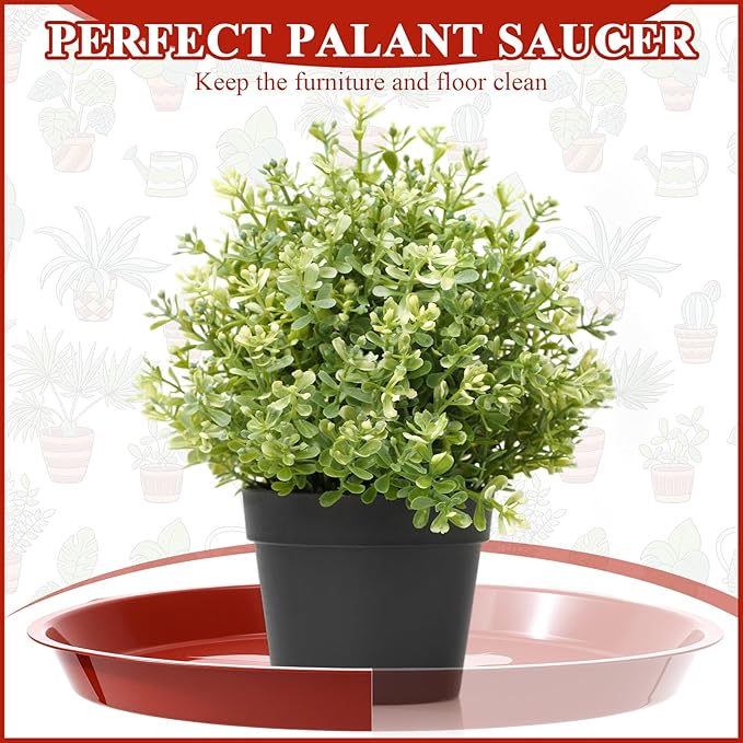 Sawysine 30 Pack Plastic Plant Saucer Round Drip Trays Red Flower Pot Saucers Thick Plant Dish Sturdy Water Tray Heavy Drainage Potted Container for Indoor Outdoor Garden (14 Inches)
