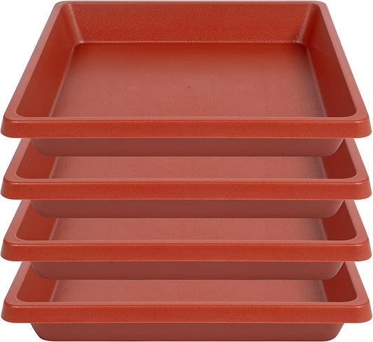 Square Plant Saucer 10 Inch 4 Pack, Plant Drip Trays and Flower Pot Saucers，Doubles Plant Water Catcher Tray, Plant Trays for Indoors No Holes, Plant Drainage Tray Saucers for Potted Plants