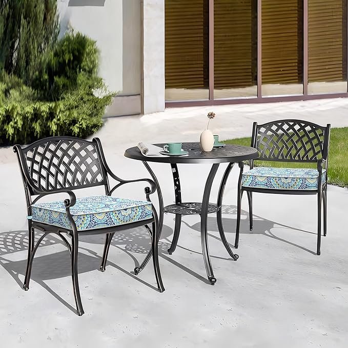 Outdoor Chair Cushions 22x22x3 Inch, Patio Seat Cushion Furniture Swing Set of 2, Water Repellent Chairs Wicker Cushion Pads with Couch Sofa in Garden, Delancey Lagoon