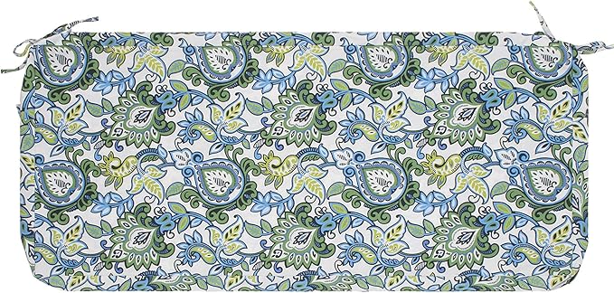 Magpie Fabrics Patio Bench Cushion Cover 45x18x3 Inch, NO Insert! Water Resistant UV Protection Outdoor Swing Loveseat Replacement Cover with Zipper, (Botanical Blue Green)