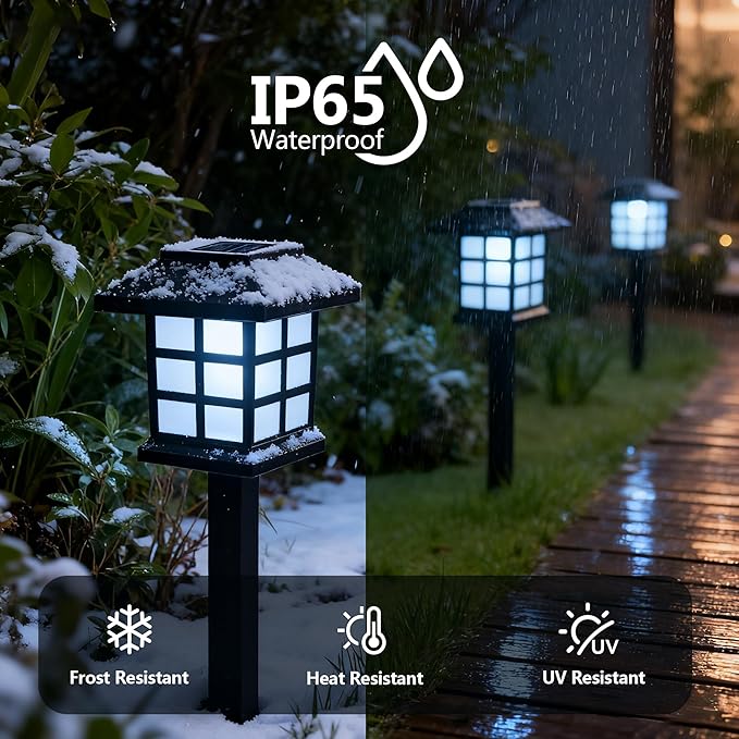 Solar Lights Outdoor,12 Pack LED Solar Garden Lights Waterproof,Auto On/Off Solar Pathway Lights for Landscape,Path,Yard,Patio,Driveway,Walkway Decor