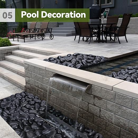 20 lbs Black Stones for Plants Indoor, 3-4 Inch Decorative River Rocks for Plants, Flower Pots, Vase, Polished Garden Stones for Outdoor Landscaping, Walkways, Yard