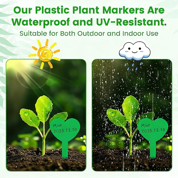 120PCS Plastic Plant Labels for Outdoor Garden Waterproof Garden Markers for Plants Outdoor Green Plant Labels for Seedlings Seed Markers Gifts for Gardeners Gardening Supplies