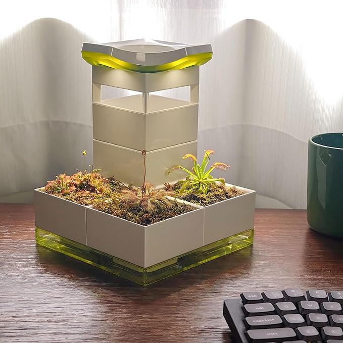 LeGrow Sundew System – Designed for First-Time Growers, Self-Watering Carnivorous Plant Pot with Visible Water Tray & 12H Grow Light for Drosera & Pinguicula [No Plant]