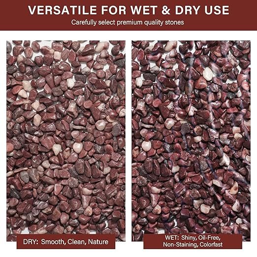 NUPICK 3 lbs Pebbles for Indoor Plants, 3/8 Inch Pea Gravel for Fish Tank, Polished Decorative Rocks for Succulent, Natural River Stones for Vases, Cactus, Landscaping, Bird Bath, Aquarium, Red