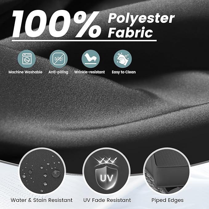 UDPATIO Outdoor Cushions for Patio Furniture, Waterproof Patio Furniture Cushions Replacement, 4" Deep Seat Outdoor Sectional Cushions for 4-seat Chair Sofa Couch, Black