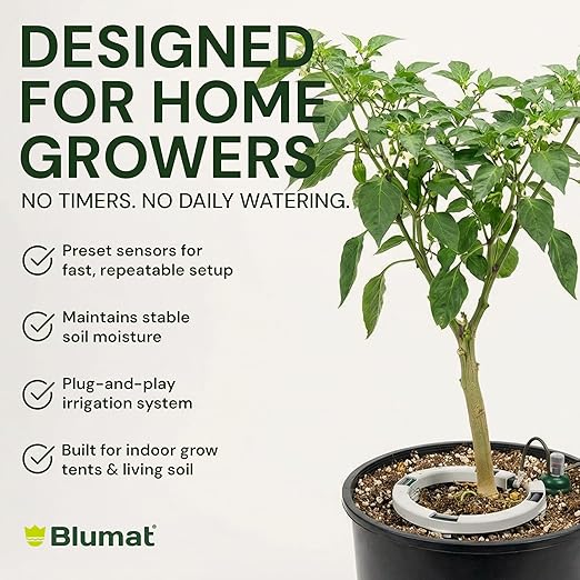 Grow Tent Drip Irrigation System - Blumat Watering Kit for 6 Small Pots (2-7 Gallon) - Automatic Grow Tent Watering System with Efficient Preset Blumat Sensors (Bucket not Included)