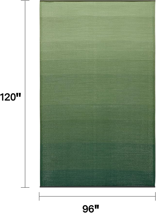 Fab Habitat Ombre Outdoor Rug - Waterproof, Fade Resistant, Crease-Free - Premium Recycled Plastic - Striped - Patio, Porch, Deck, Balcony - Big Sur - Green - 8 x 10 ft