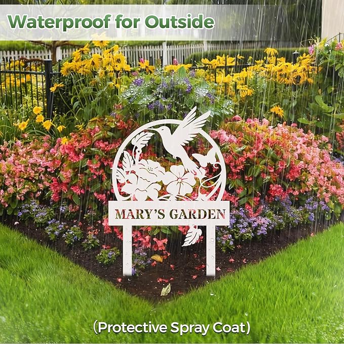 Personalized Metal Garden Sign, Custom Flutter Bird Decor with Stake, Metal Yard Art, Garden Name Sign,Outdoor Decor,Patio Decoration,Home Present,Gardeners & Planters Gift