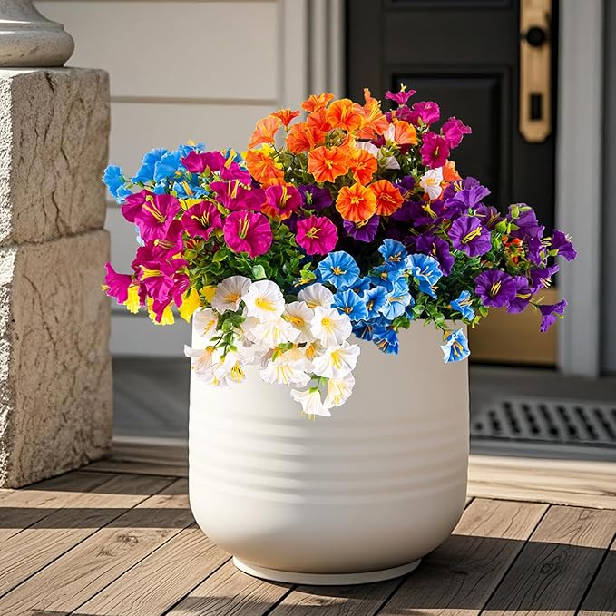 Christmas Artificial Mums 12 Bundles Color Bulk Fake Flowers Faux Planters Real Touch Stems for Outdoors Fall Silk Flower UV Resistant Urn Filler Front Porch Thanksgiving Decorations for Home Garden