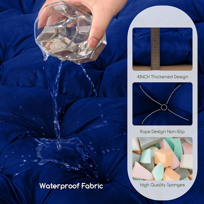 HIGOGOGO 22 x 22 Outdoor Cushions for Patio Furniture, Outdoor Seat Cushions with Resistant Waterproof Cover for Yard Garden, Navy