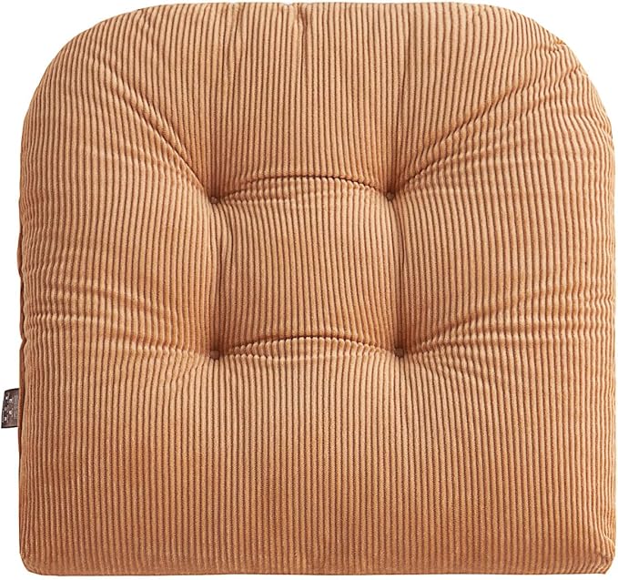 Outdoor Patio Cushion, Rocking Chair Cushion, Tufted Pads, Set of Upper and Lower with Ties Pack of 2 (2 Sets) - Back 20"×17", Seat 17"×17" (Khaki)