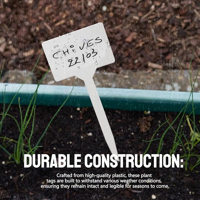 20pcs White Plastic T-Shape Plant Labels, 6inch - Perfect for Outdoor, Indoor & Greenhouse Plants