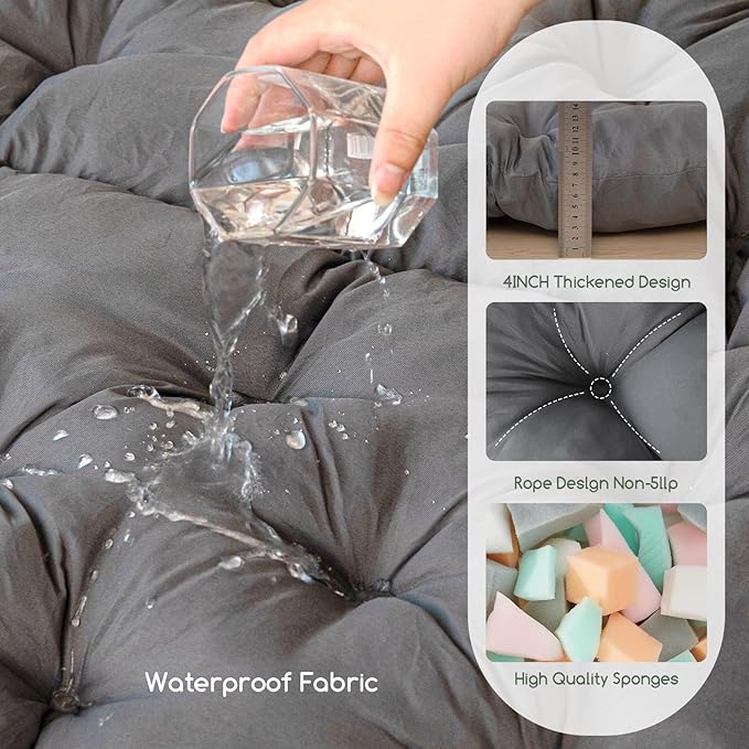 HIGOGOGO 22 x 22 Outdoor Cushions for Patio Furniture, Outdoor Seat Cushions with Resistant Waterproof Cover for Yard Garden, Grey