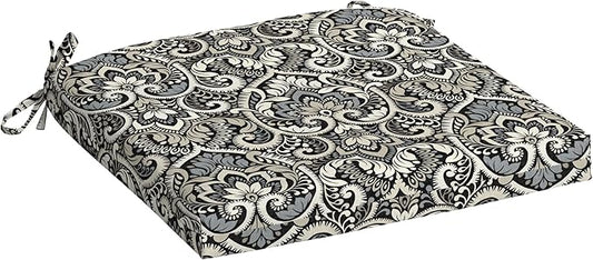 Arden Selections Rocking Chair Cushion, 19 x 18, Rain-Proof, Fade Resistant, Cushions for Rocking and Outdoor Chairs 18 x 19, Black Aurora Damask (Pack of 4)