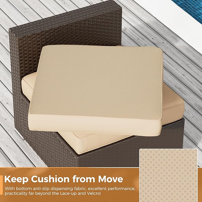 Oakcloud Oakmont Outdoor Replacement Cushions for Patio Furniture,Water-Resistant Cushion for Patio Conversation Set,9-Piece Cushions for 4-seat Outdoor Sectional Sofa(Light Brown)