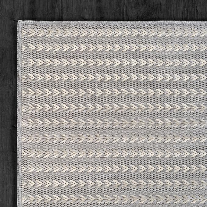 Washable Outdoor Rug 8x10 Modern Area Rugs Outdoor Carpets Striped Pattern Non Shedding Waterproof Easy Clean Patio Deck Porch Living Room Bedroom Garden RV (8 X 10 Gray)