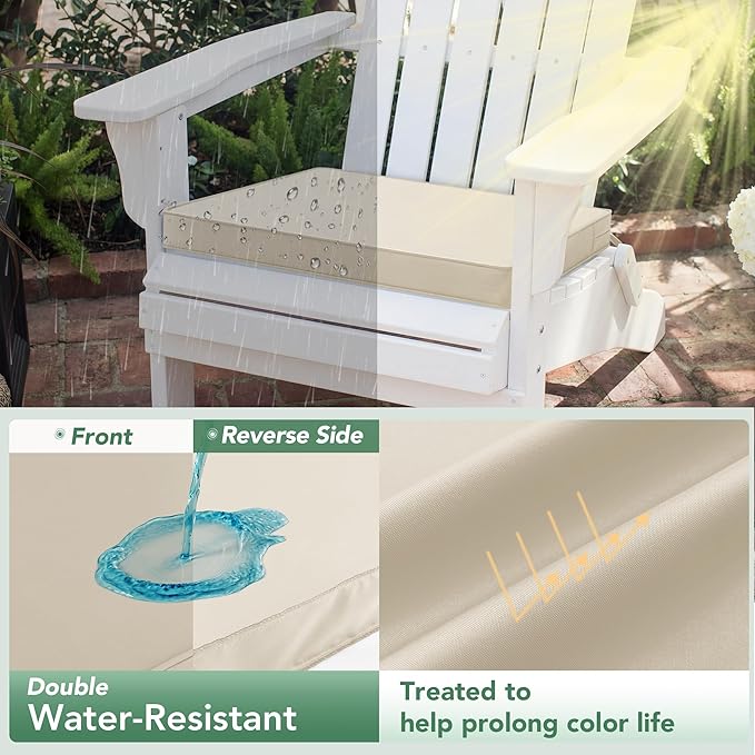 Outdoor Chair Cushions Set of 2: Waterproof & Fade Resistant Seat Cushion for Patio Furniture - 19 x 19 x 2 Inch Chair Pads with Ties and Hidden Zipper - Patio Chair Cushion Replacement, Beige