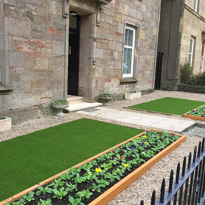 Artificial Grass Synthetic Lawn Outdoor Faux Grass Rug for Patio 0.4 Inch Pile Height 7FTx12FT Astro Turf Roll Carpet Turf Indoor for Bedroom Fake Grass for Pets