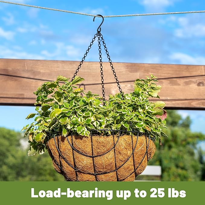 4 Pack 18Inch Hanging Basket Chain,Black Hanging Chain with Hooks Flower Pot Chain Replacement Plant Hangers for Bird Feeders,Planters Wind Chimes and Decorative