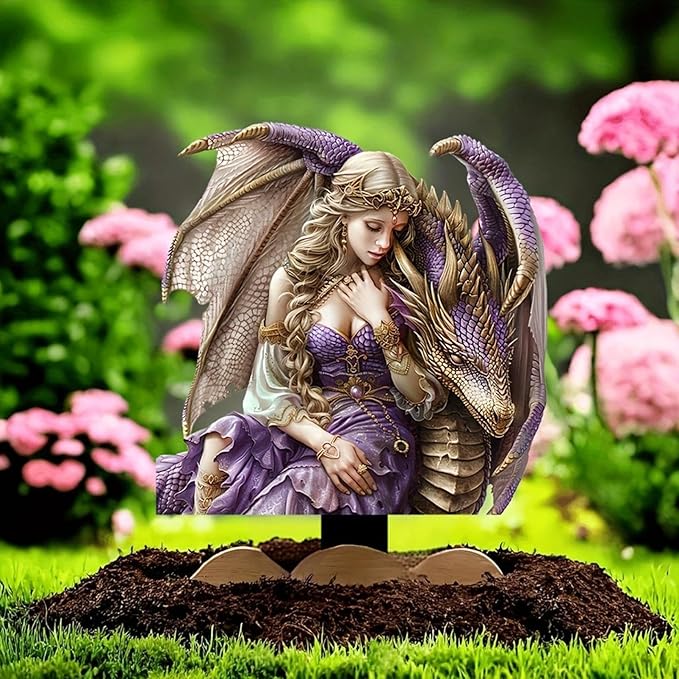 JOYO 11.8''Bohemian Fairy Flower Pot Decoration,2D Acrylic Ground Plug,Fairy Garden Planter Accessories,Fairy Pumpkin Angel Garden Stake for Pot Plants and Garden Yard Lawn Décor (K)