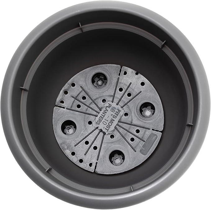 Bloem Ariana 10" Charcoal Round Self-Watering Resin Planter Pot - Rolled Rim Indoor and Outdoor Gardening Planter
