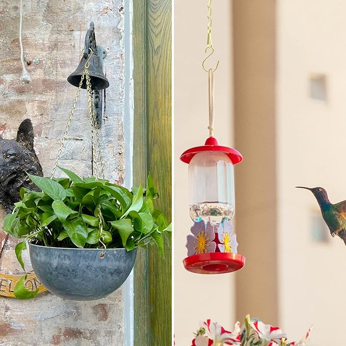 RIFNY Gold Chain for Hanging Plants, 24 Inch Small Plant Chains for Hanging Baskets Kits with Hooks for Bird Feeders Planters Billboards Lanterns Wind Chimes Ornaments Outdoor/Indoor Use (10 PCS)