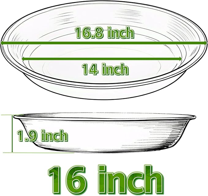 4 Pack Plant Saucer 16 inch, 17 inch (16.8") Plastic Large Flower Planter Plant Pot Saucers and Drip Tray for Indoors Outdoors, Thick Heavy Sturdy Durable Plant Plate Water Catcher (Black)