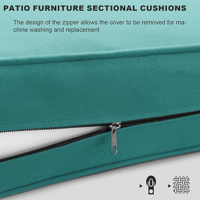 Patio Sectional Cushions, 14-Piece Replacement Cushions for Outdoor Furniture, Water-Resistant Outdoor Sofa Cushion for 6-Seat Rattan Wicker Sectional Conversation Sets (Turquoise)
