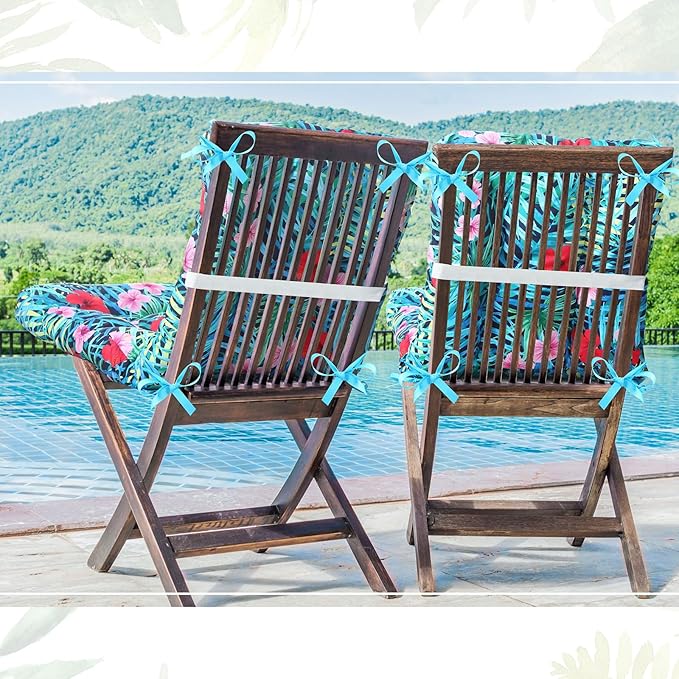 Hoteam 4 Set Outdoor Deep Seat Patio Chair Cushions Waterproof Patio Cushions Set 20 x 42 Inch for Furniture Replacement Removable Seat and Back(Palm)