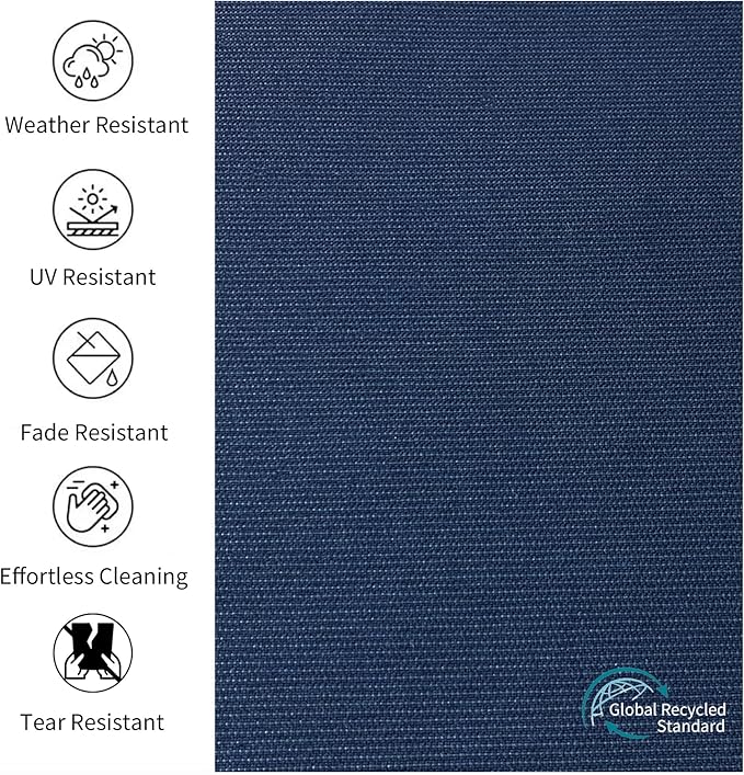 Outdoor 22"x24" Deep Seat Patio Cushion Set of 2, Outdoor Chair Cushions with Water-Resistant UV Resistant Weather Resistant Sectional Sofa Pad and Removable Covers,Navy